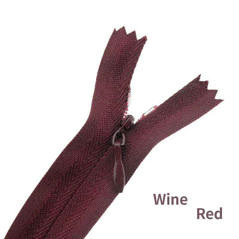 3# 7pcs auto lock closed-end invisible zippers nylon 18/25/30/40/50/60/70cm for dress skirt pants garment bags - Цвет: Wine Red