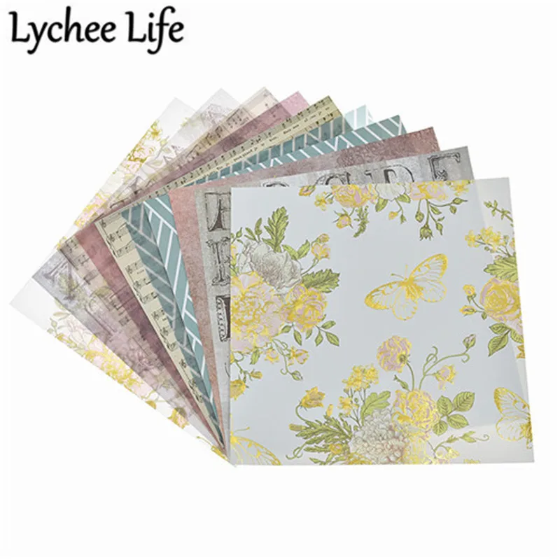 Lychee Life Lovely серия Материал набор бумаги Красочные с цветочным пером сердце напечатанная бумага DIY ручной работы скрапбук крафт бумага - Цвет: 2
