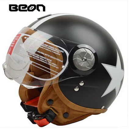 ECE Сертификация BEON половина уход за кожей лица мотоциклетный шлем принц Ретро электронные велосипедные шлемы для мужчин и женщин, АБС-пластиковый козырек Размеры M, L, XL - Цвет: Темно-серый
