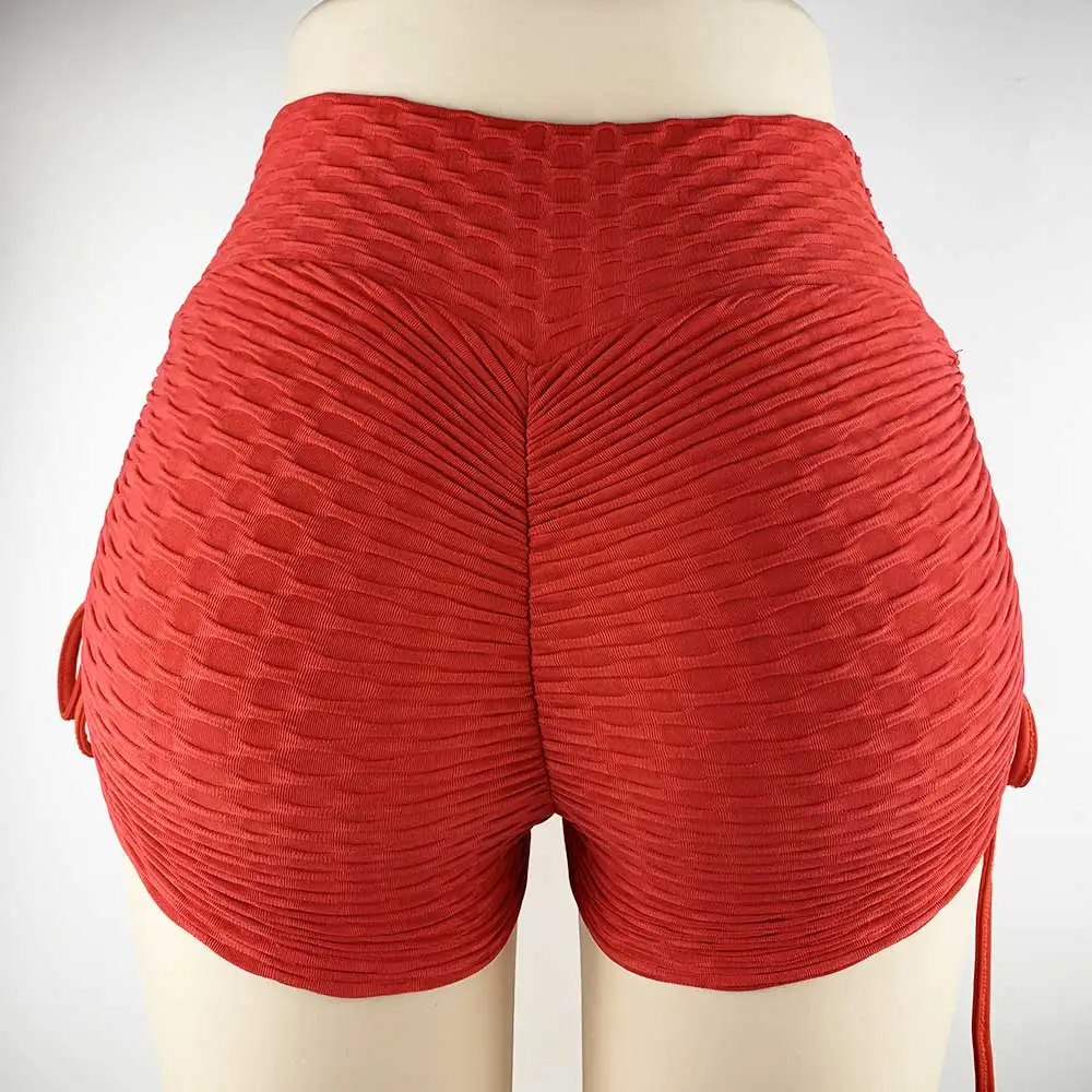 red Yoga shorts Сексуальные тонкие жаккардовые шорты для йоги, женские бандажные шорты с высокой талией, короткие леггинсы для фитнеса, колготки для спортзала, спортивные шорты для женщин, спортивные шорты - Цвет: red Yoga shorts
