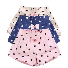 Шорты для маленьких девочек хлопковые шорты для маленьких девочек, детские шорты в горошек с бантом г. Модная летняя детская одежда для девочек, От 2 до 10 лет