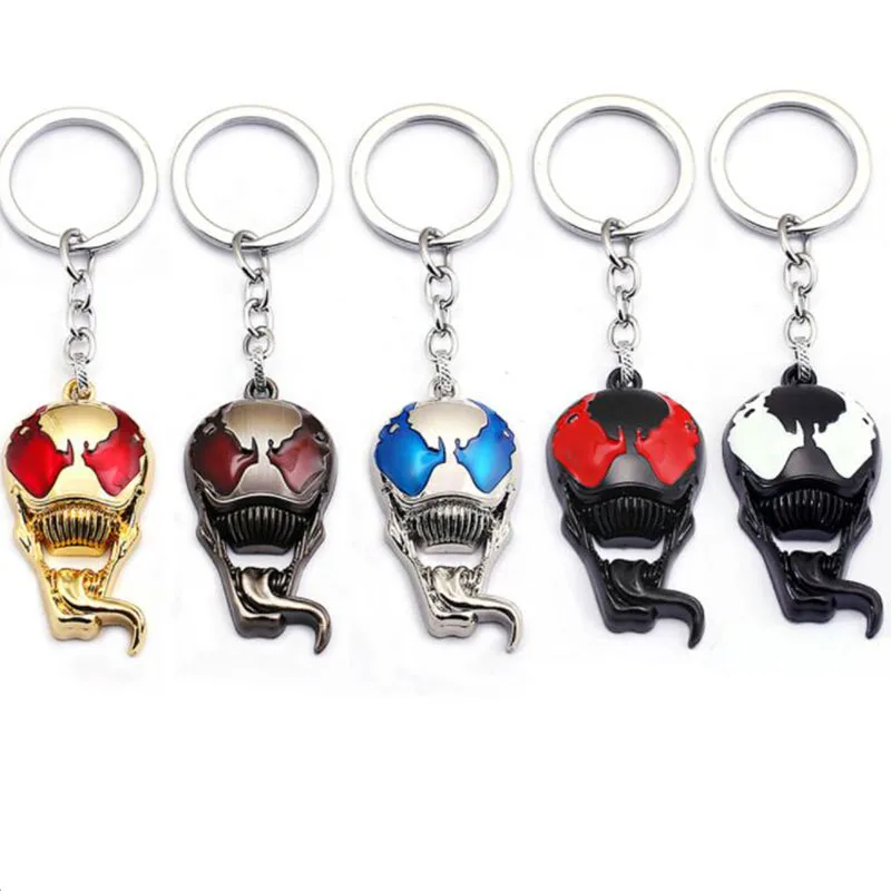 

Spider man Venom figure Keyring Keychain Superhero Black Metal Edward Eddie Brock Key Ring toy gift Men Skull thanos key Chains