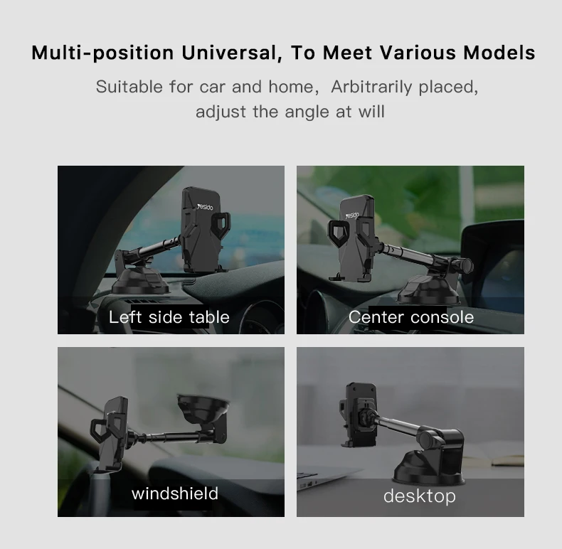 Yesido C40 Телескопический автомобильный держатель для телефона на лобовое стекло, автомобильный держатель, подставка для мобильного телефона для iPhone, samsung, автомобильный держатель для телефона