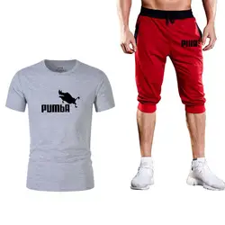2019 хип-хоп Повседневная/Спортивная футболка костюм homme Pumba мужская с коротким рукавом хлопковая футболка костюм летняя одежда модная