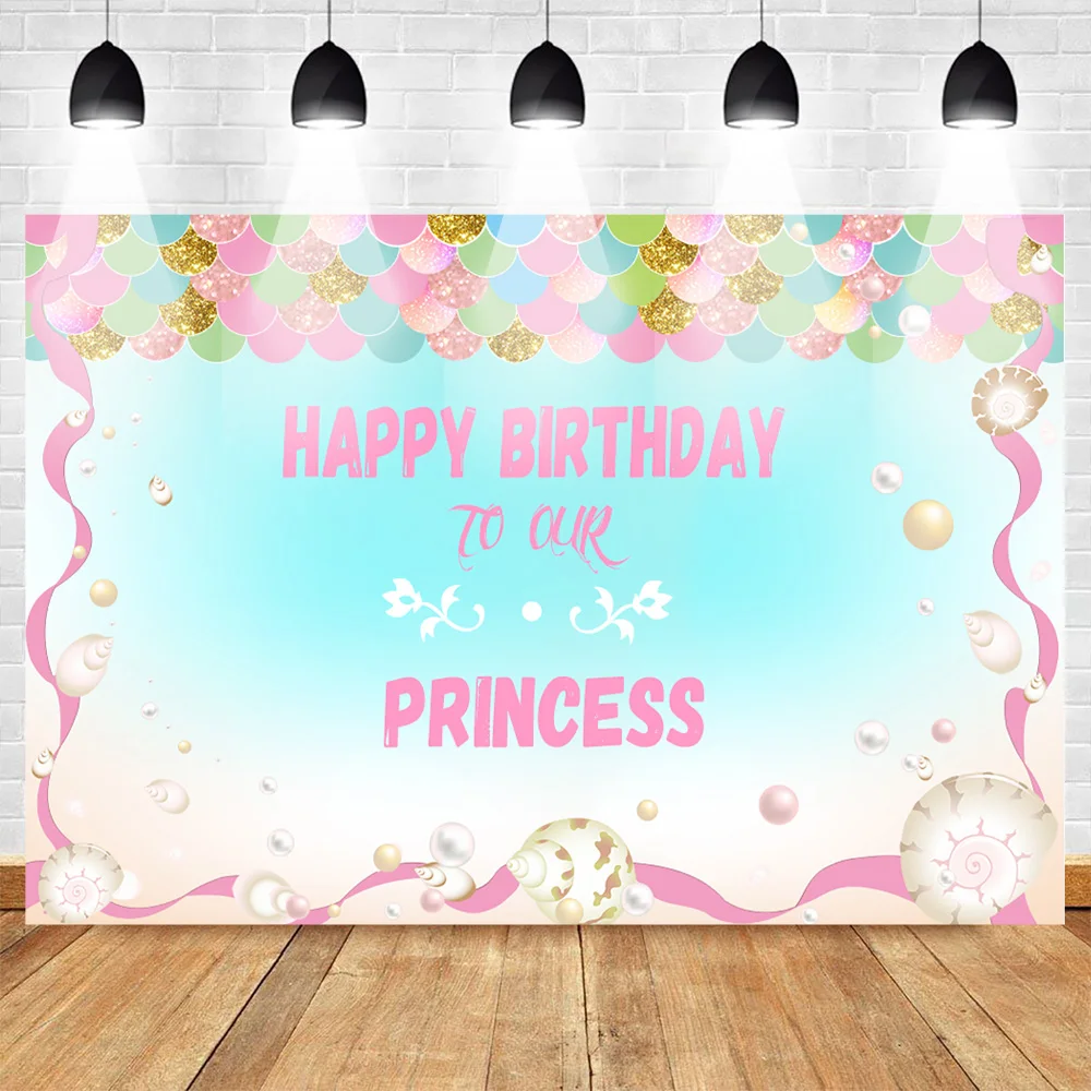 

Neoback Happy Birthday Backdrop for Photography Photocall Princess Party Background Colorful Sequins Banner Decoration Studio