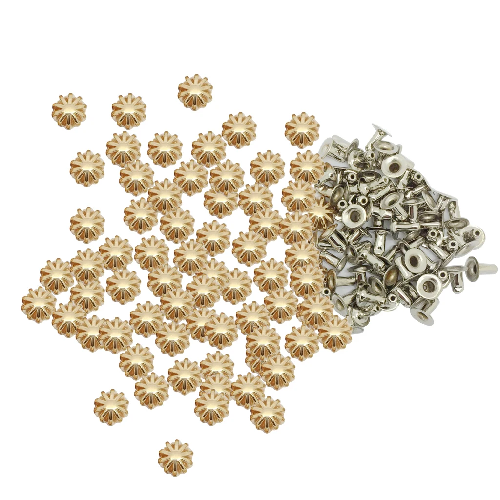 50 Set 9mm Pumpkin Single Cap Rivet Stud Collision Nail Metal Spike Rock Leathercraft Shoe Bag Belt Garment Bracelet Accessories