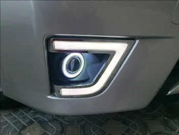 

eOsuns COB Angel eye + LED daytime running light DRL + turn signal + halo Fog Lamp with Projector Lens for toyota corolla 2014