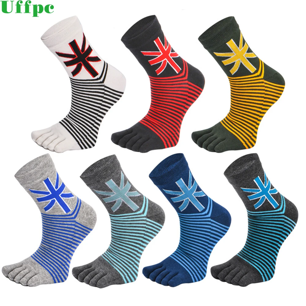 3 Pair Cotton Business Socks Men Fashion Crew Five Finger Socks Male