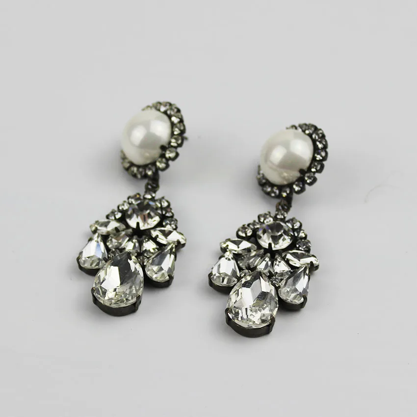

fashion pearl colorful statement earrings luxury shourouk jewelry crystal earrings for woman263