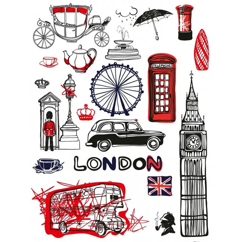 

2 PCS Hand-Paint London Logo Deco Scrapbook Bullet Journal Stationery Stickers Planner Calendar Agenda School Art Craft Supplies