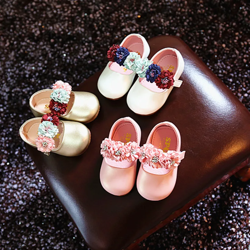 

EMS DHL Free NEW Children'S Shoes 2019 Spring Autumn Girls Flowers Children Princess Toddler Shoes prewalker Anti-slip 3 Colors