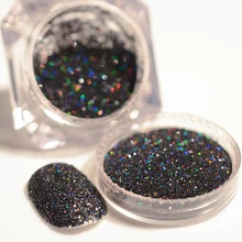 1 Box Holographic Silver/Black Laser Nail Glitter Powder Gorgeous Holo Nail Dust Powder Manicure Nail Art Glitter Decoration