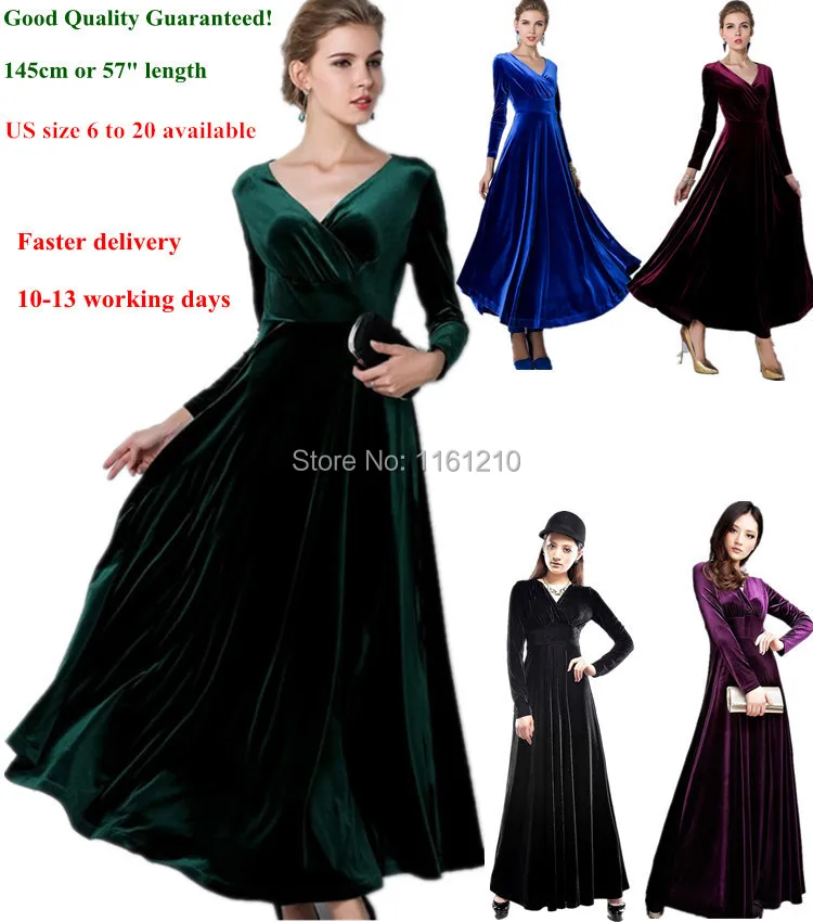 Aliexpress.com : Buy Purple Long Velvet Party Formal Evening Maxi Dress ...