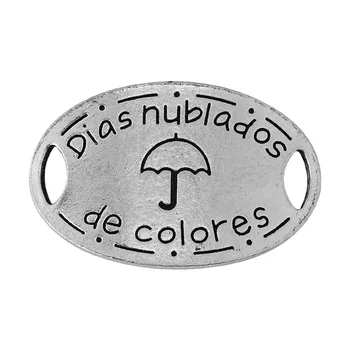 

20pcs Spanish Connector,Bracelet Connector,Bracelet Tag,Espanol,Tibetan Silver,Curved Sideway,"DIas nublados..."-10061702