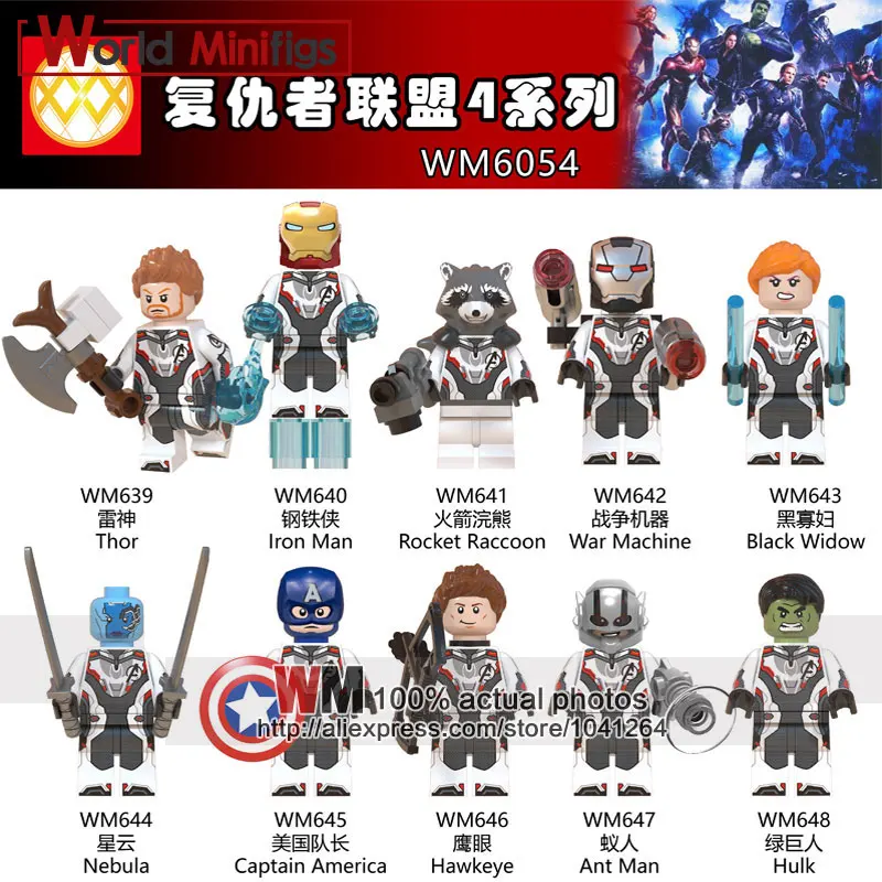 

20PCS Avengers 4 Endgame Thanos Thor Raccoon Hawkeye War Machine Black Widow Nebula Ant Man Building Blocks Gifts Toys