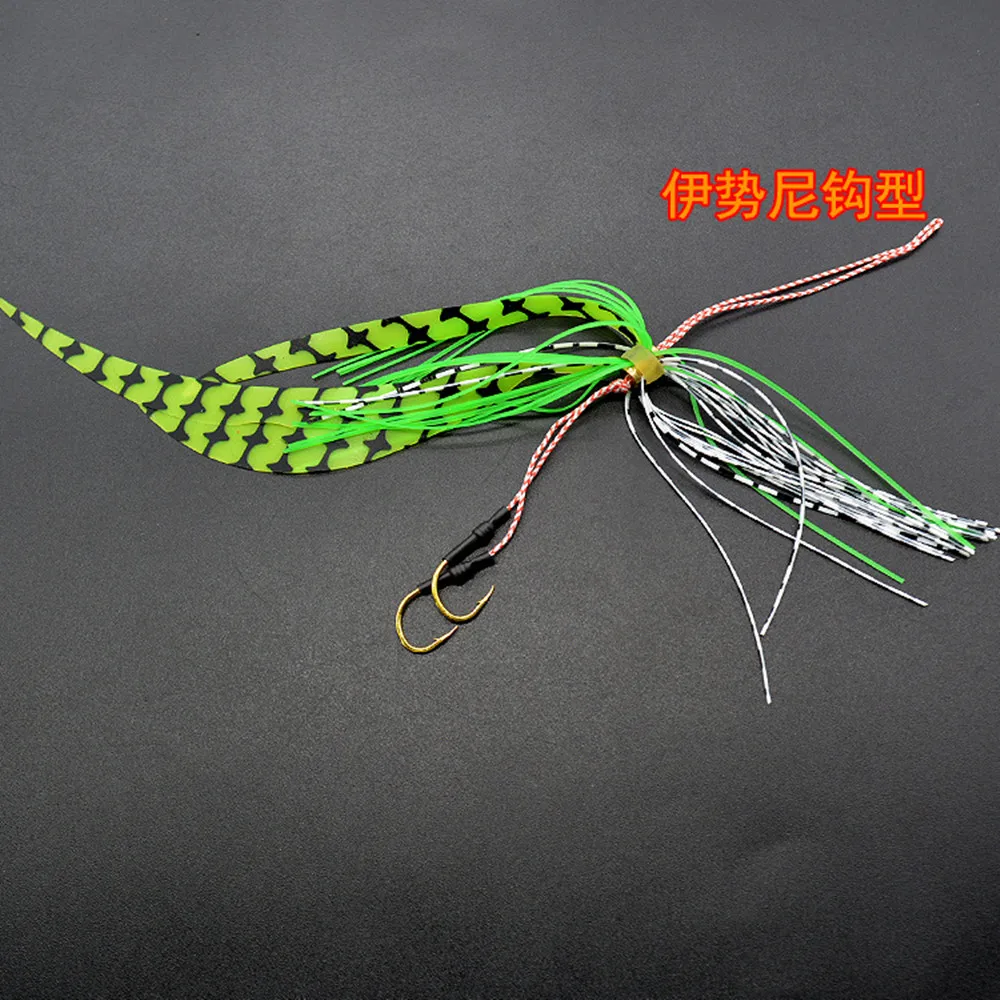 Saia de Silicone com Gancho Anzóis de Aço Iscas de Pesca Lote Alto Carbono Borracha Salgado Jigging Assist Gancho 50 Pçs - 5 High Quality Esporte e Lazer
