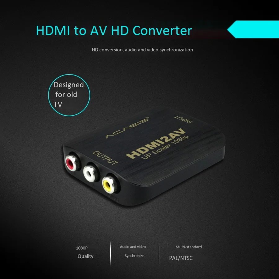 Acasis Hdmi2Av 1080P Hdmi К Av/Cvbs Rca адаптер Hd видео аудио адаптер, Hdmi выход для Ps4 Dvd старый ТВ Ntsc/Pal-SCL