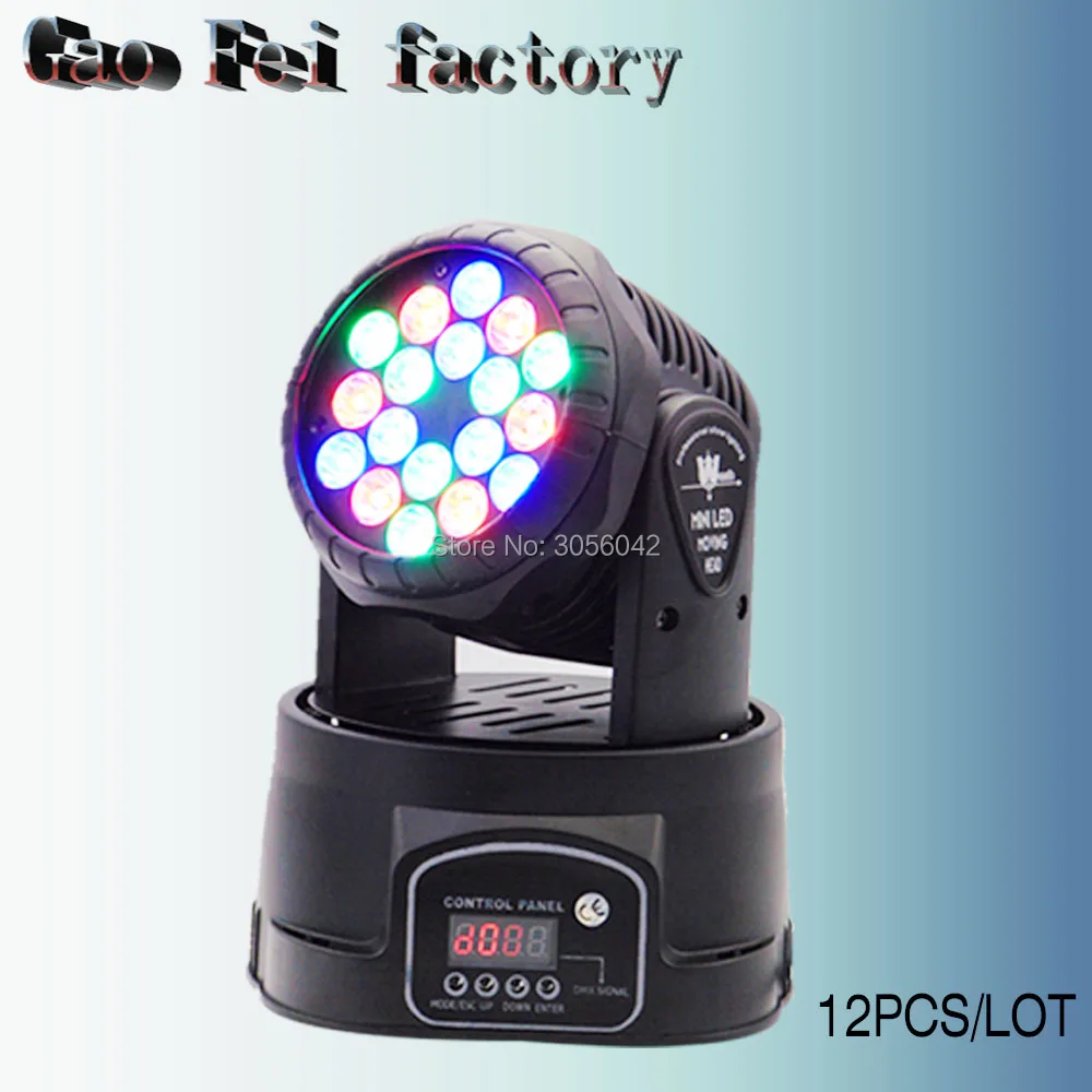 

12pcs/lot DMX Stage Light LED Moving Head Mini wash 18X3W RGB Professional Stage DJ For Event Disco Party