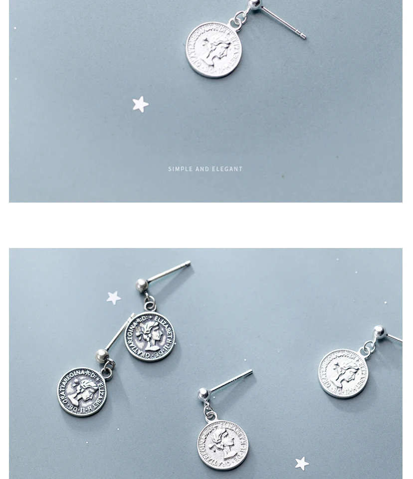 Vintage Avatar Drop Pendant Coin Earrings Punk Gold Color S925 Sterling Silver Dangle Earring Brinco for Women Statement Jewelry (7)