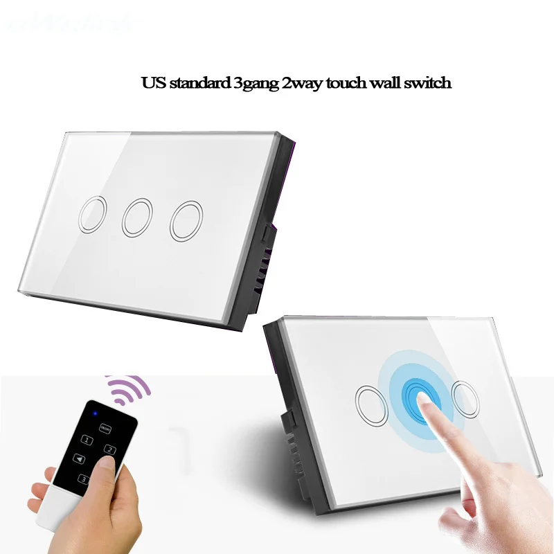 US Wifi Switch,Glass Panel 3Gang 2 Way Touch Screen Switch,Wireless