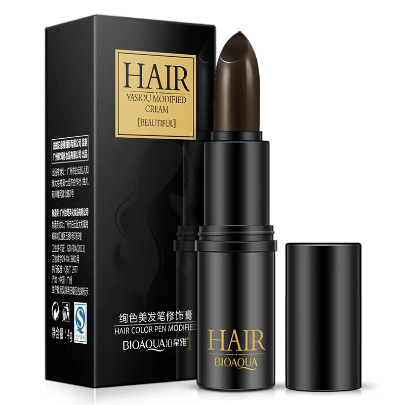 

BIOAQUA Black Brown Temporary Hair Dye Cream Mild Fast One-off Hair Color Pen Cover White Hair DIY Styling Makeup Stick TSLM1