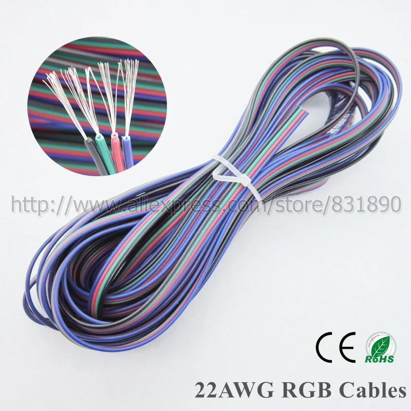 200m 4pin RGB Cable 22AWG cable LED extension wire For LED 5050 3528