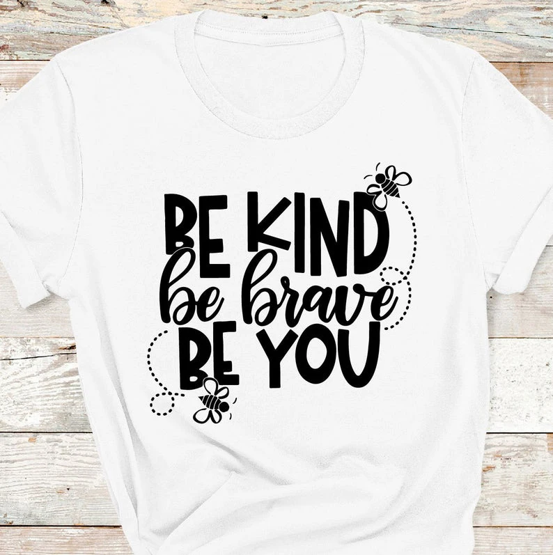 Футболка Be kind be brave you со слоганом в виде пчелы новинка Модная хлопковая