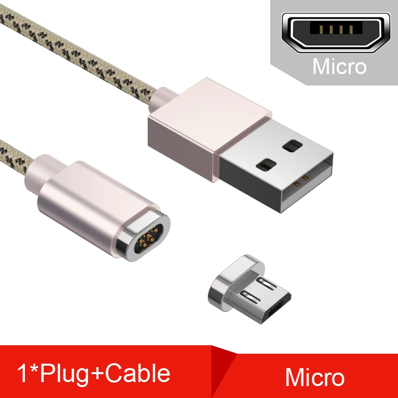 Магнитный кабель Micro usb type C для быстрой зарядки, магнитный кабель Micro USB для зарядки и передачи данных, кабели для мобильных телефонов iPhone - Цвет: Micro Cable Gold