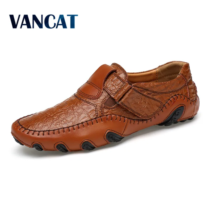 VANCAT/Мужская обувь ручной работы из натуральной кожи; повседневные Роскошные Брендовые мужские лоферы; модная дышащая обувь для вождения; Мокасины без застежки