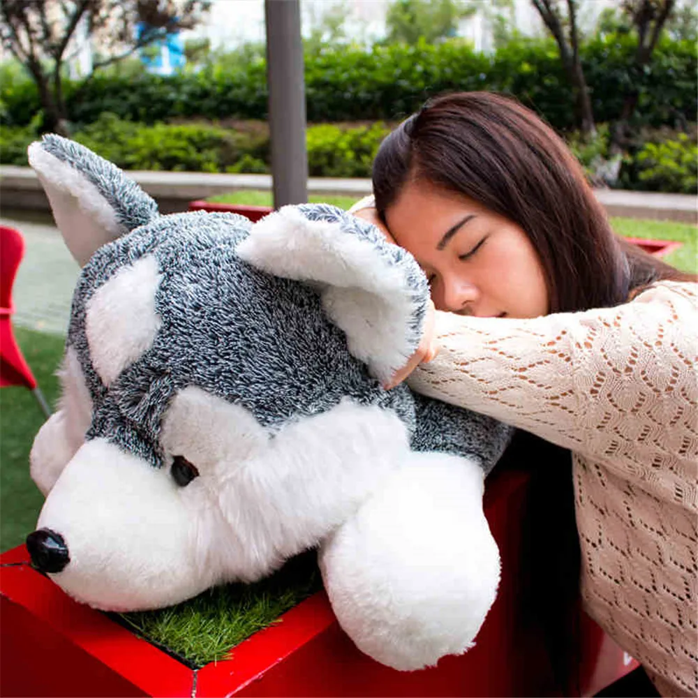 Fancytrader Giant Gray Husky Dog Plush Toy Pop Anime Big Stuffed Soft Animals Dogs Doll Kids Present 90cm 35inch