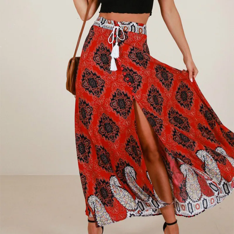 

Women Floral Print Long Skirt Bohemia Skirt Boho Summer Beach Maxi Skirts Sexy Club Asymmetrical Wrap Skirt New 2019