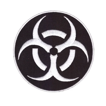 

new product LARGE BIOHAZARD RADIATION SYMBOL EMBROIDERED IRON-ON BLACK patch WARNING SIGN