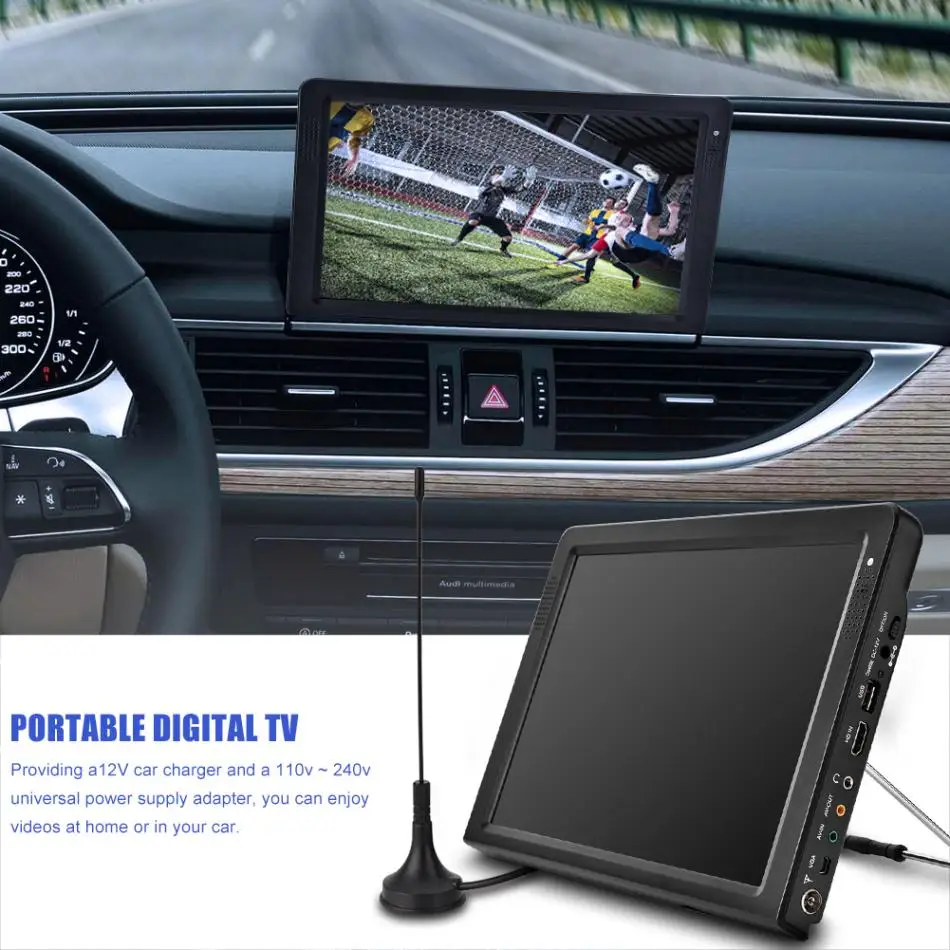 Portable TV DVB-T2 12.1 Inch Rechargeable Digital Color TV Television Car TV Player TFT-LED Screen