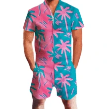 Летние новинки, мужские комбинезоны с коротким рукавом, мужской комбинезон, брюки-карго, короткие штаны, брюки на молнии, вечерние комбинезоны