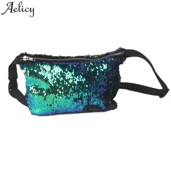 

Aelicy 2018 Hot New Fashion Design Women light high quality Casual Double Color Sequins Unisex Chest Bag