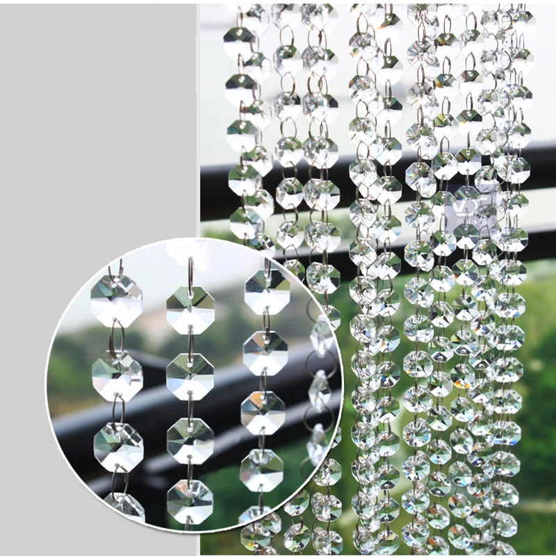 Гирлянда алмаз K9 кристалл Восьмиугольные бусины занавес из бусин кулон освещение для Кулон DIY Украшение дома 5 м 14 мм
