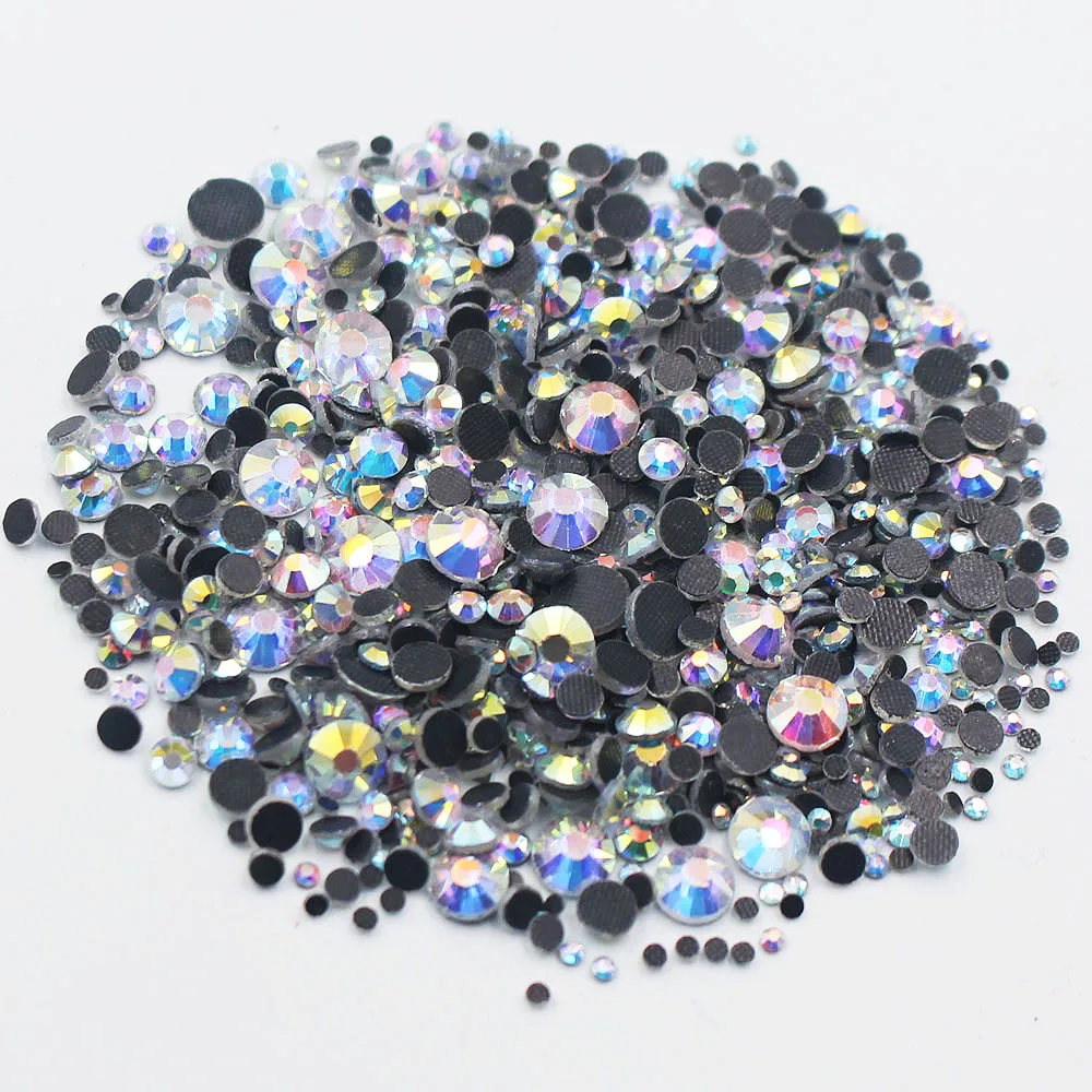 

DMC Glass Rhinestones 2500pcs/lot CrystalAB-G Color Glue Back Iron On Stones And Crystals Strass Hotfix Rhinestones For Clothes