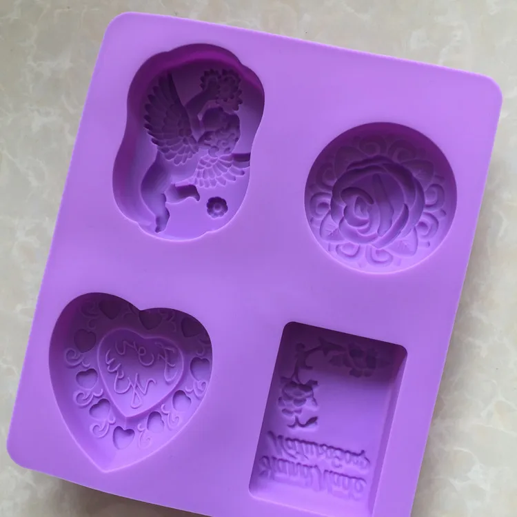 Spot wholesale 4 with different shapes of silica gel hand soap mold