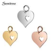 Semitree 5 шт./лот нержавеющая сталь подвеска в форме сердца розовое золото изысканный, очаровательный DIY ожерелье браслет ювелирных изделий