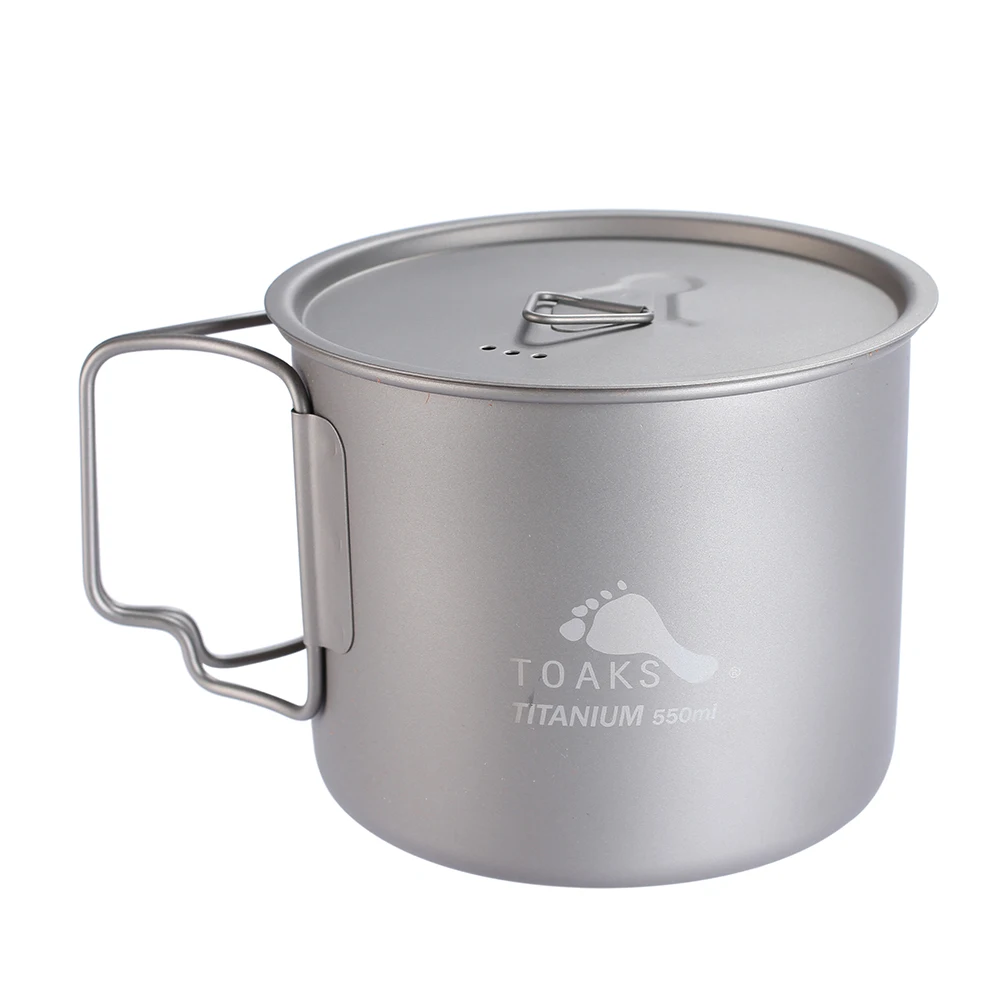 TOAKS portátil al aire libre Camping ultraligero de titanio Pot Camping de titanio taza 550 ml