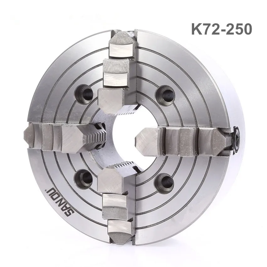 

K72-250 4 Jaw Lathe Chuck Four Jaw Independent Chuck 250mm Manual for Welding Positioner Turn Table 1PK Accessories for Lathe