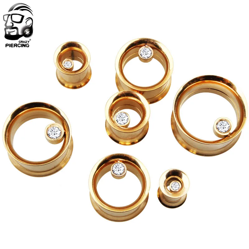 2PCS Crystal Zircon Ear Plug Tunnel Earring Cartilage Expanders