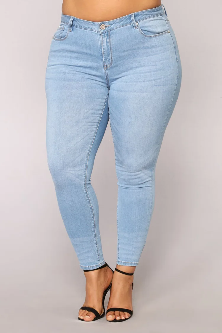 Джинсы для полных женщин, джинсовые штаны синего цвета, женские джинсы s со средней талией, женские обтягивающие штаны для женщин, брюки размера плюс XL-7XL