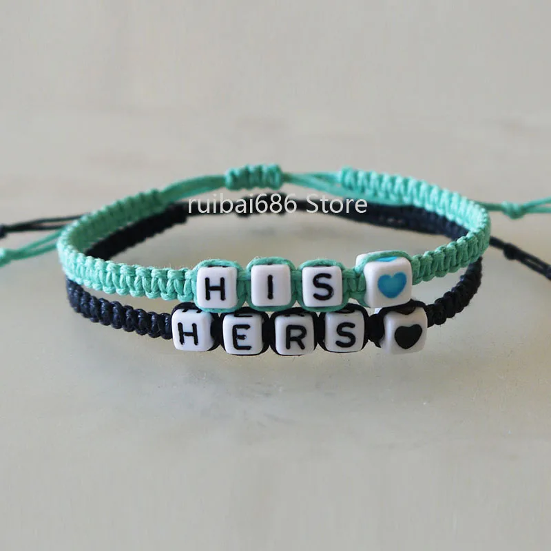 New His and Hers Bracelet Couples Bracelet Set Cotton wax thread