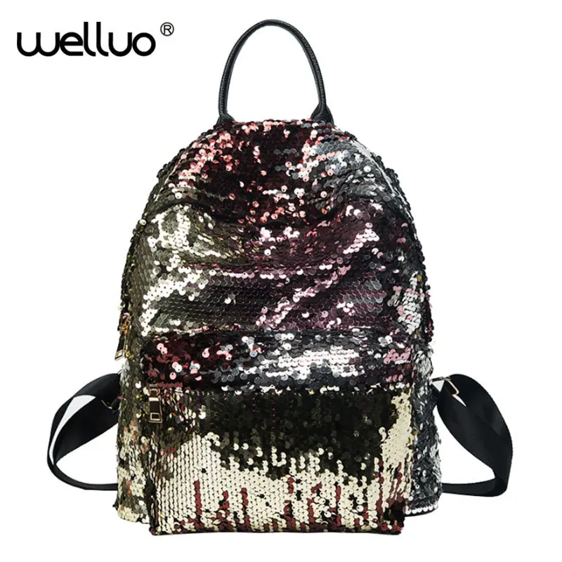 

Sequin design Women Backpacks Teenage Girls Bling Travel Book School bag Glitter Backpack gold black Sequins mujer XA230-1B