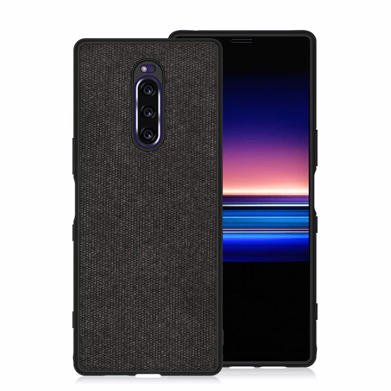 

For Sony Xperia 1 Case Fabric Canvas Case For Xperia 1 PU Leather Cloth Spliced Vintage Cover Bag TPU Edge PC Back Xperia 1 Case