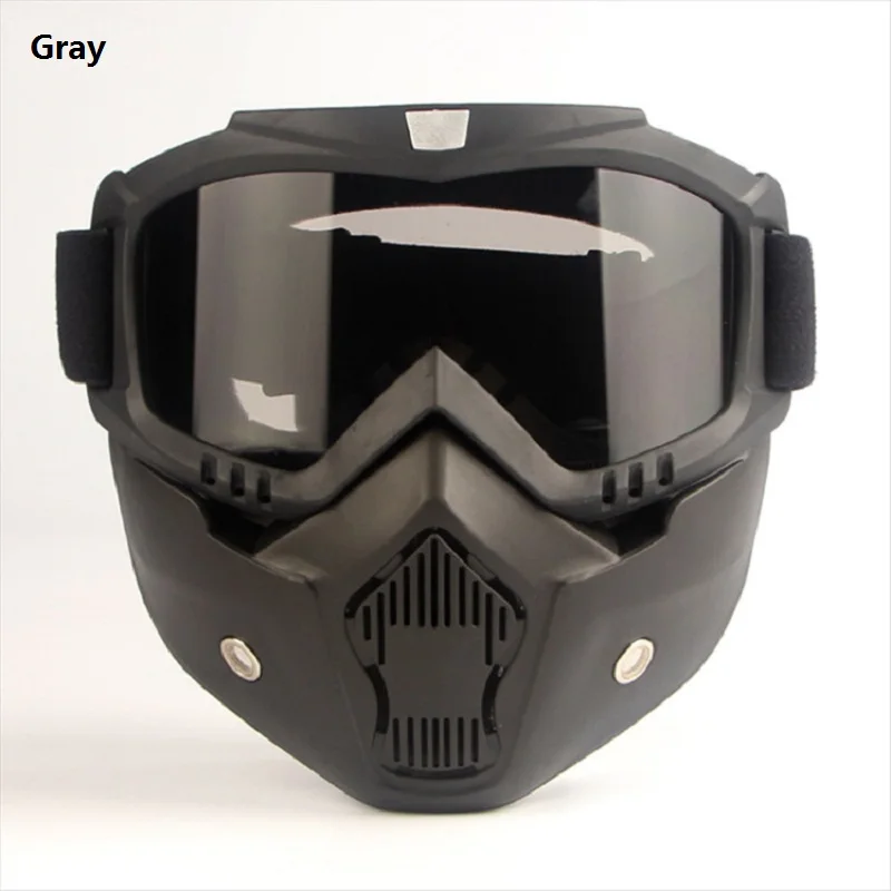 Gray lens Спортивная мужская Балаклава, велосипедная маска, маска для страйкбола, тактическая маска, анти-туман, полное лицо, для езды на велосипеде, лыжах, CS, тренировочная мотоциклетная маска для лица - Цвет: Gray lens