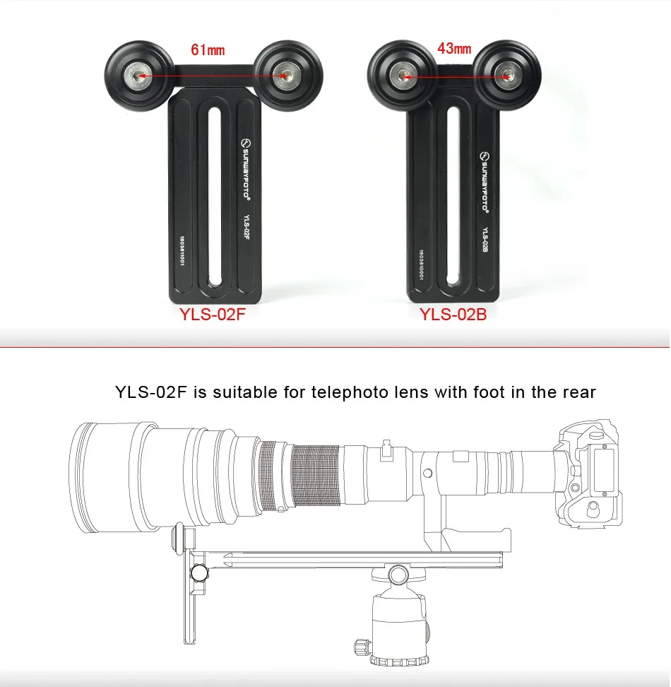 SUNWAYFOTO YLS-02F штатив БЫСТРОРАЗЪЕМНАЯ пластина для объектива телеобъектив кронштейн для объектива для Canon Nikon Sigma Tamron