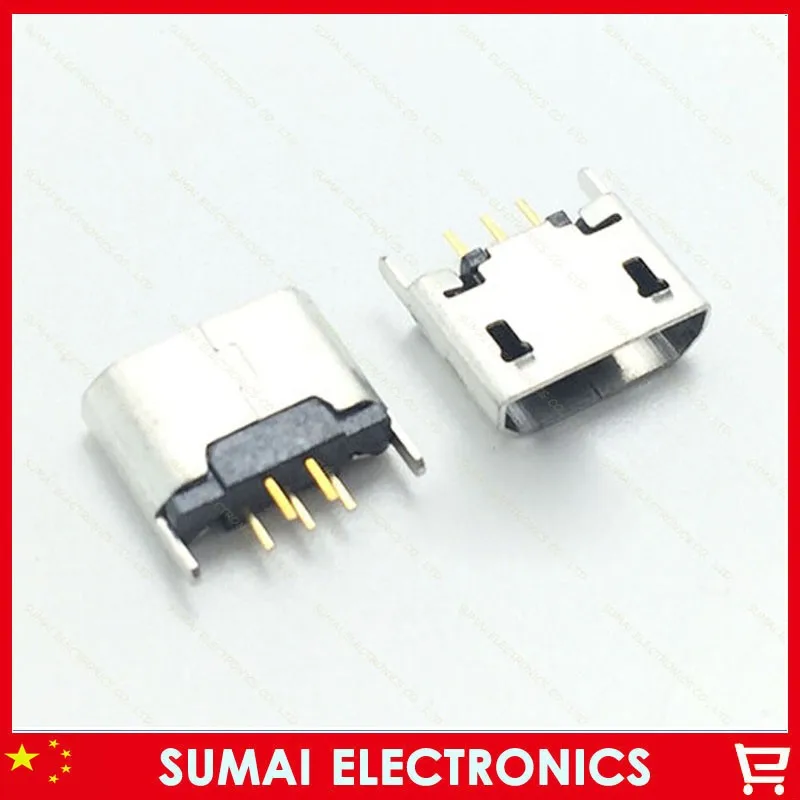 100 шт. MICRO 5P USB Jack вертикальный тип 180 градусов без обжима USB Гнездо USB интерфейс