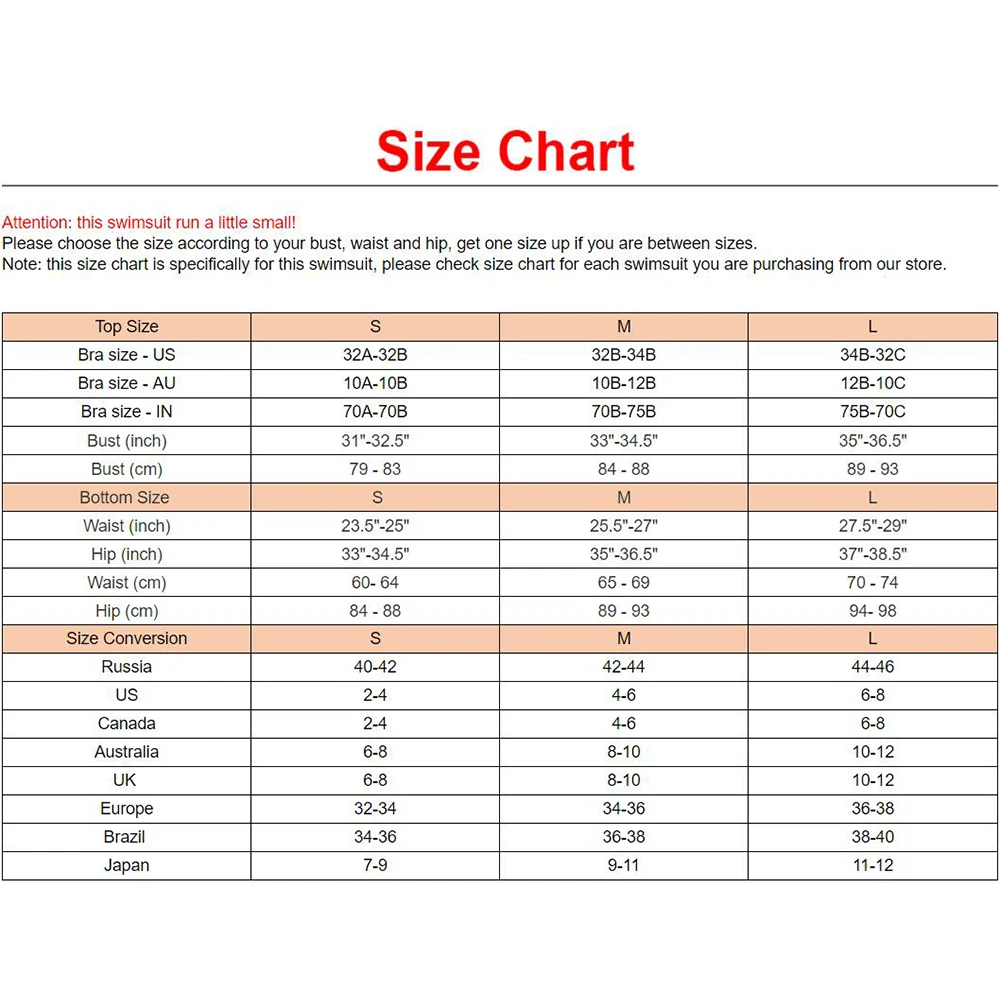 Brazilian Bra Size Chart